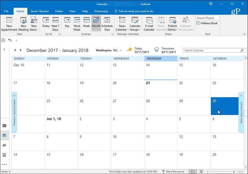 1 calendario di Outlook