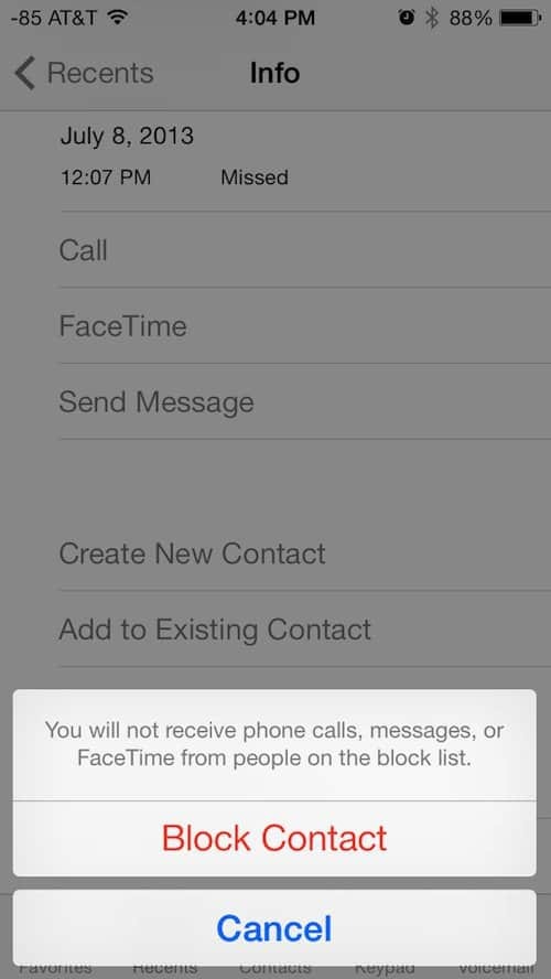 Apple iOS 7 aggiunge la possibilità di bloccare chiamate e messaggi indesiderati