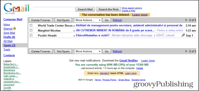 HTML di vecchio stile di Gmail