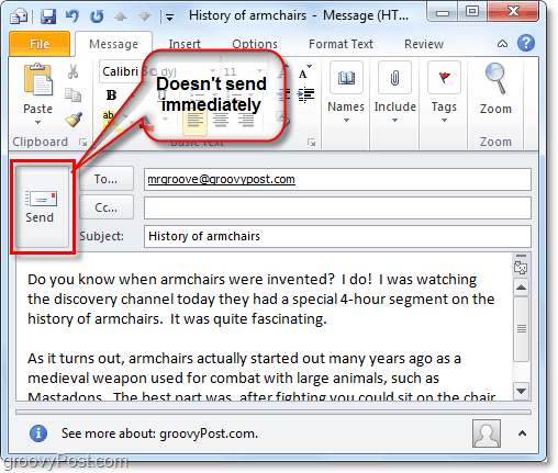 l'invio di un'e-mail in Outlook 2010 non significa che venga consegnato immediatamente