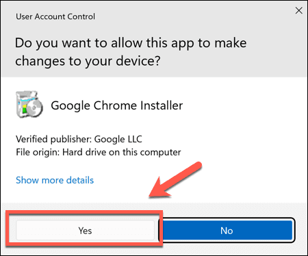 programma di installazione di Chrome