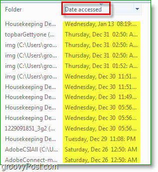 Data di utilizzo dello screenshot di Windows 7 nella ricerca.