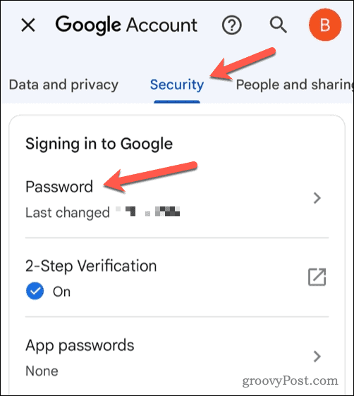 Cambia la password di Gmail sul cellulare