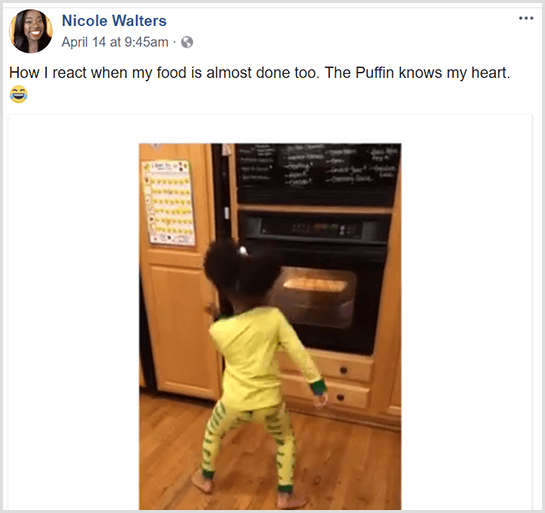Nicole Walters ha pubblicato un video su Facebook della sua giovane figlia che balla davanti al forno in pigiama mentre aspetta che il suo cibo finisca di cucinare.