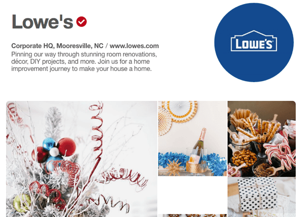 Lowe's ha una vetrina esemplare su Pinterest che presenta sia materiale promozionale che utile.