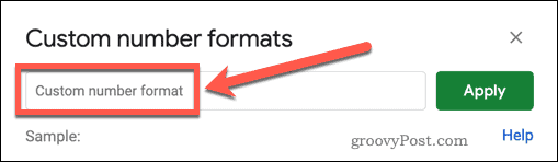 Selezione di un formato numerico personalizzato in Fogli Google