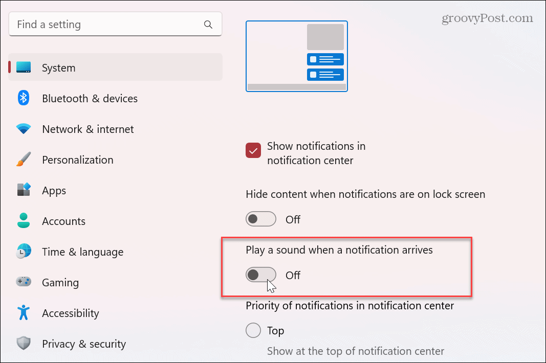 Disattiva i suoni di notifica delle app su Windows