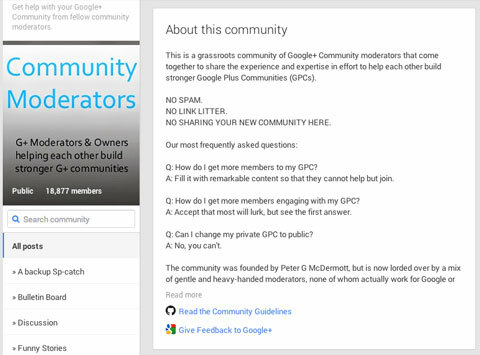 post delle linee guida della community google +
