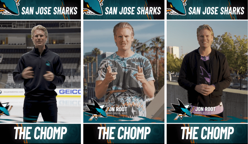 tre post di Instagram Stories dal segmento The Chomp di San Jose Shark