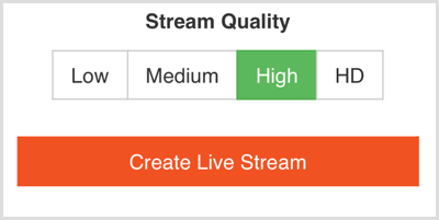 Scegli la qualità del live streaming in Switcher Go.