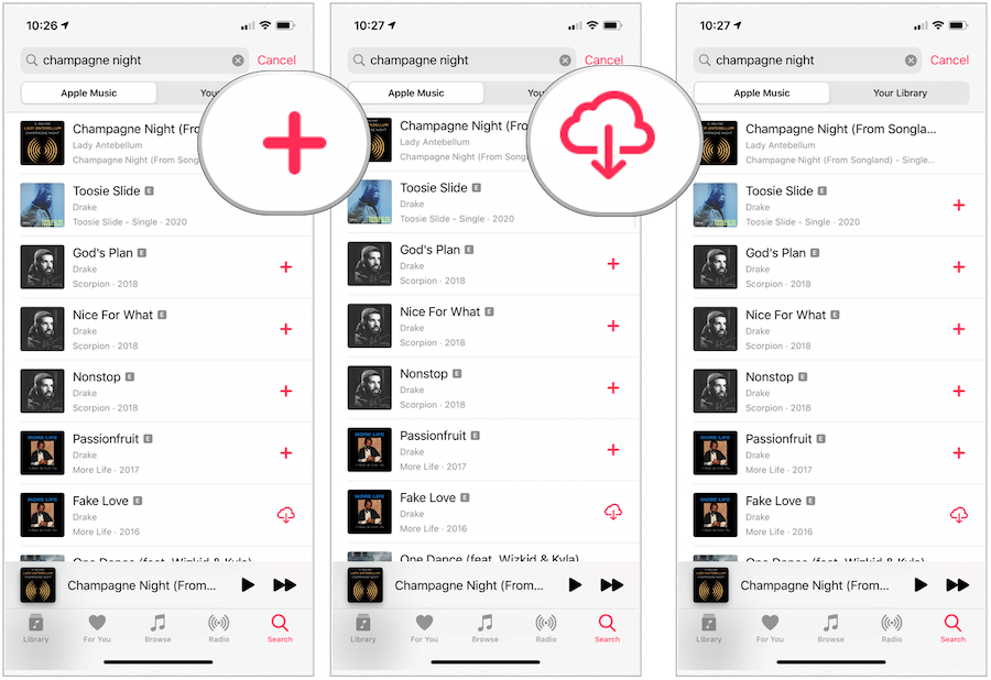 Apple Music scarica i brani sul dispositivo