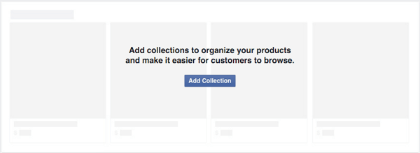 aggiungi collezione per organizzare i prodotti del negozio Facebook