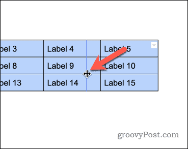 Ridimensionamento di una tabella in Google Documenti