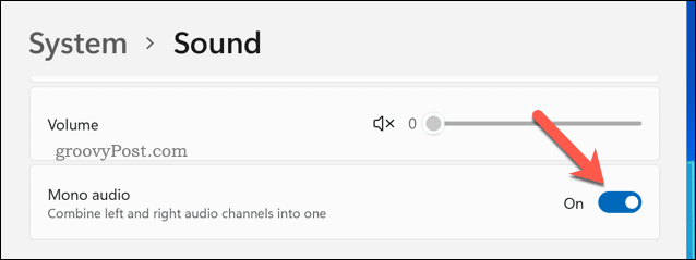 Abilita l'audio mono su Windows 11