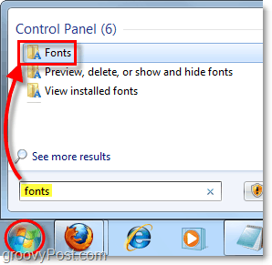 accedere al pannello di controllo dei caratteri in Windows 7 
