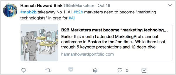 live blogging marketing profs b2b marketing forum twitter esempio