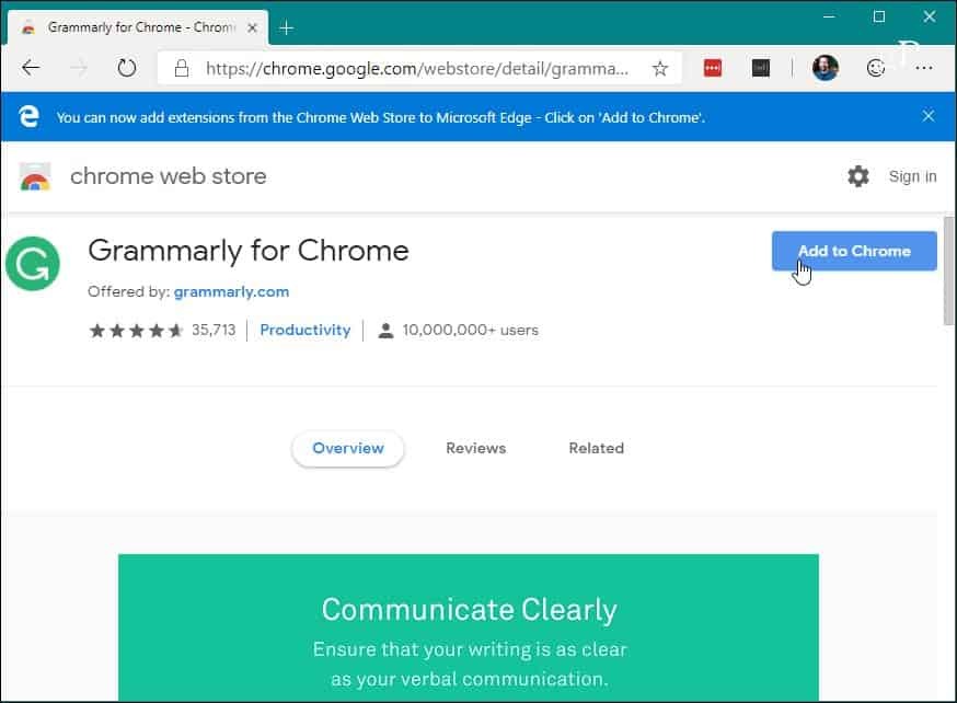 5 Installa l'estensione Chrome Chrome Web Store Edge
