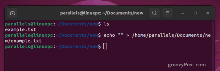 Svuota un file Linux usando echo