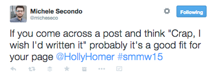 tweet dalla presentazione di holly homer smmw15