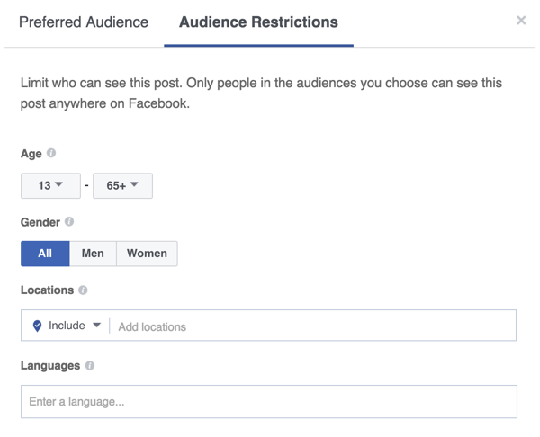 Puoi anche restringere la visibilità del tuo post di Facebook.