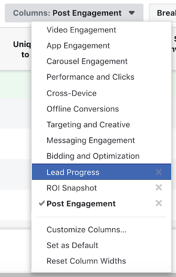 come accedere al report personalizzato di Facebook