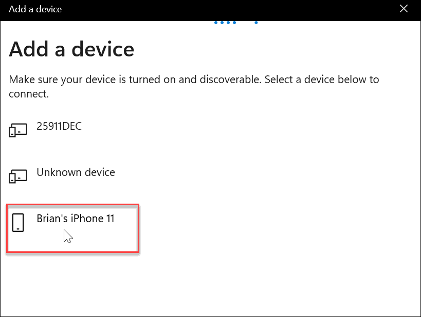 seleziona bluetooth iphone usa il blocco dinamico su Windows 11