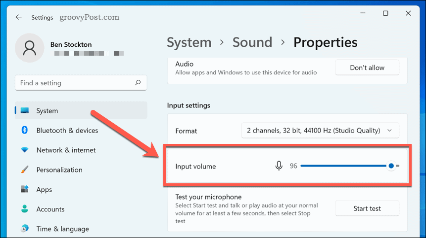 Configurazione delle impostazioni del volume del microfono su Windows 11