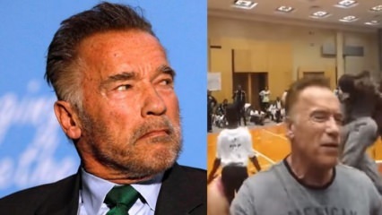 Un calcio d'attacco che vola al famoso Schwarzenegger!