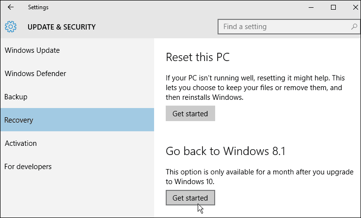 ripristino di Windows 10