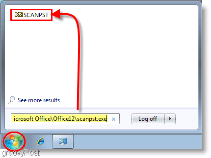 Schermata - Lancio dello strumento di riparazione SCANPST di Outlook 2007