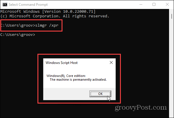 Prompt dei comandi Attivazione di Windows 11