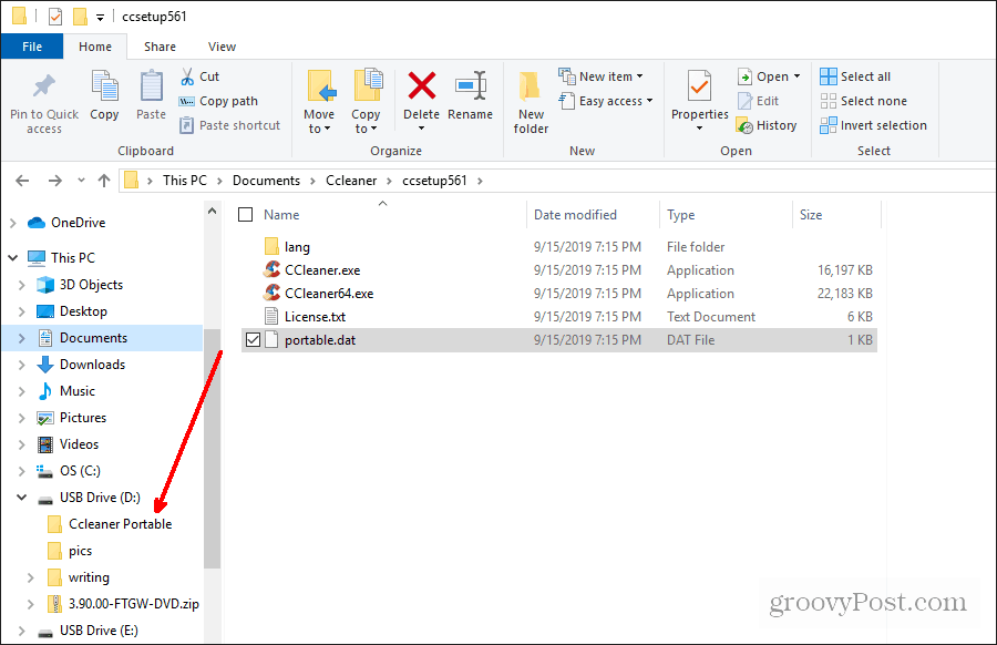 copia dei file portatili di ccleaner su usb