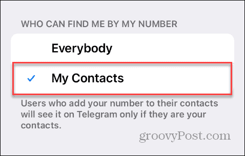 Trova per numero di telefono su Telegram