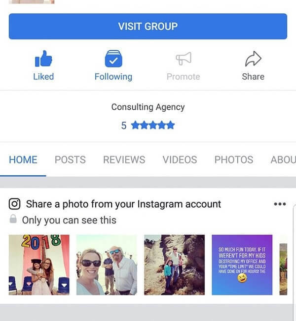 L'app mobile di Facebook ora suggerisce le foto di Instagram da condividere su una pagina.