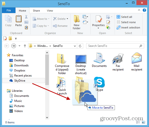 Aggiungi SkyDrive al menu Invia a Windows con il tasto destro del mouse