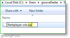 Schermata: file ZIP ZIP di Flashplayer 7