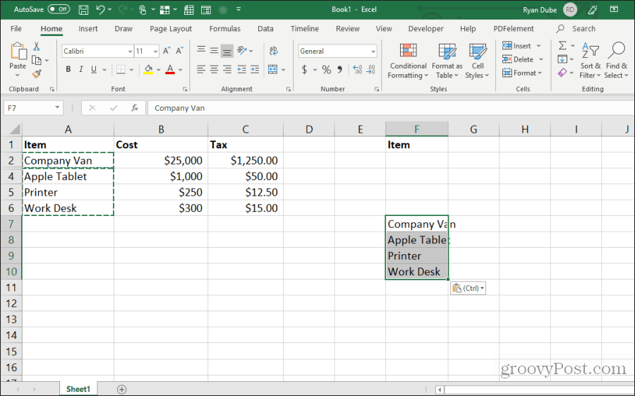 incollare celle visibili in Excel