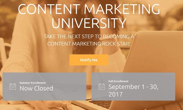 Il programma di formazione in abbonamento di CMI è Content Marketing University.