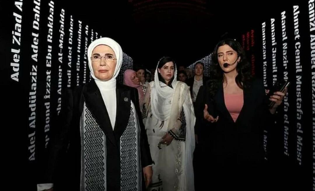 La First Lady Erdoğan ha visitato la mostra "Gaza: Resisting Humanity" con le mogli dei leader!
