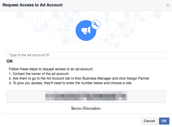 Facebook richiede l'accesso all'account pubblicitario