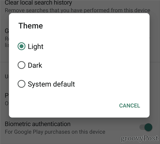Google Play Store Dark Tema scuro chiaro