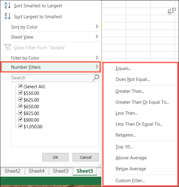 Filtra per condizione in Excel