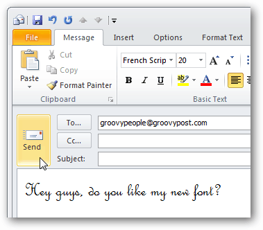 font personalizzati in Outlook 2010
