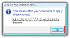 Windows Vista Partecipa a una conferma del dominio AD di Active Directory per riavviare il computer