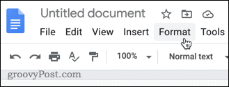 Il menu Formato in Google Documenti