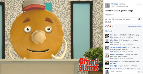 Denny's Facebook Live Q&A with a pancake era puro oro di marca.