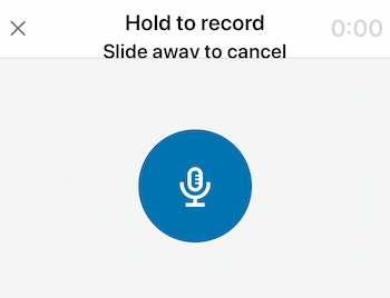 icona del microfono per registrare il messaggio audio di LinkedIn
