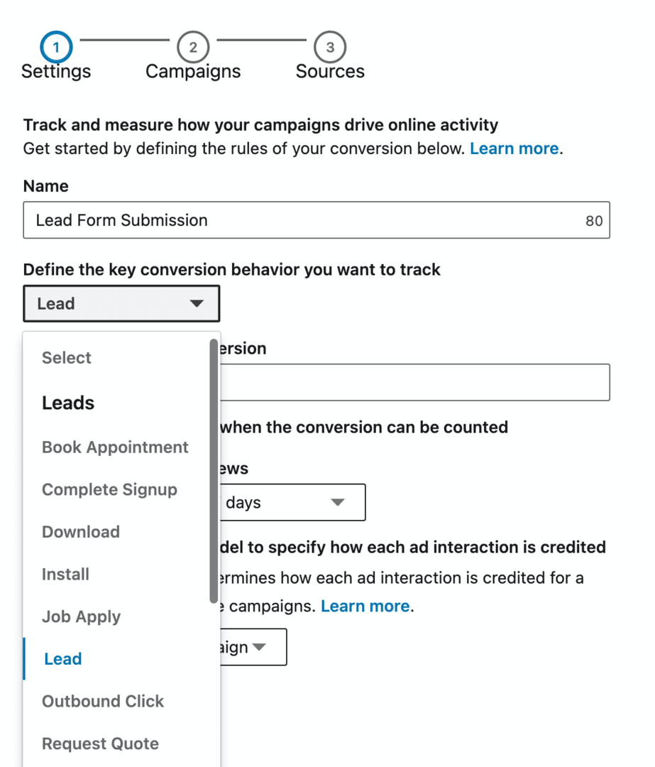 Monitoraggio delle conversioni di LinkedIn