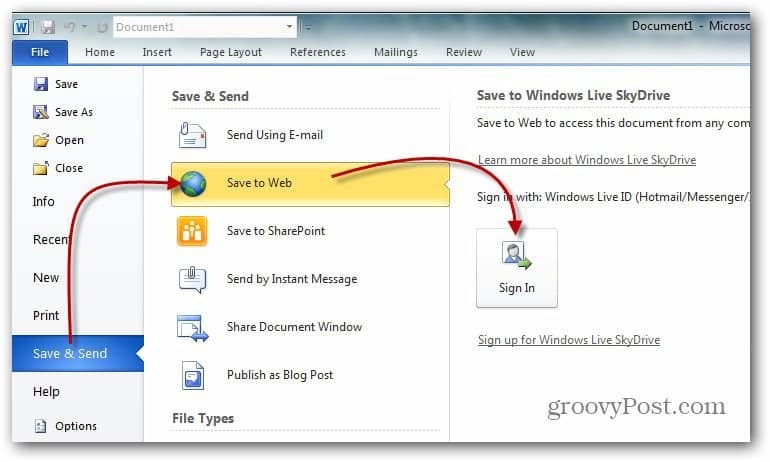 Come mappare un'unità di rete su Windows Live Skydrive usando Office 2010