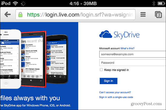 Accedi a SkyDrive
